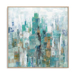 Load image into Gallery viewer, Handmade Abstract Canvas Wall Art – Aqua and White Brushstroke Painting with Gold Highlights
