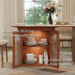 Load image into Gallery viewer, 70"/78"Modern Dining Table with Stone Top &amp; Storage Cabinet Scratch-Resistant Surface Double-Door Design and Solid Wood Legs
