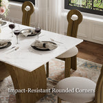 Load image into Gallery viewer, Modern Sculptural Dining Table with Marble-Effect Top &amp; Artistic Wooden Base
