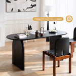 Load image into Gallery viewer, Oval Dining Table Arched Solid Wood Walnut Veneer Base Textured Wood Grain Surface Modern Elegant Design

