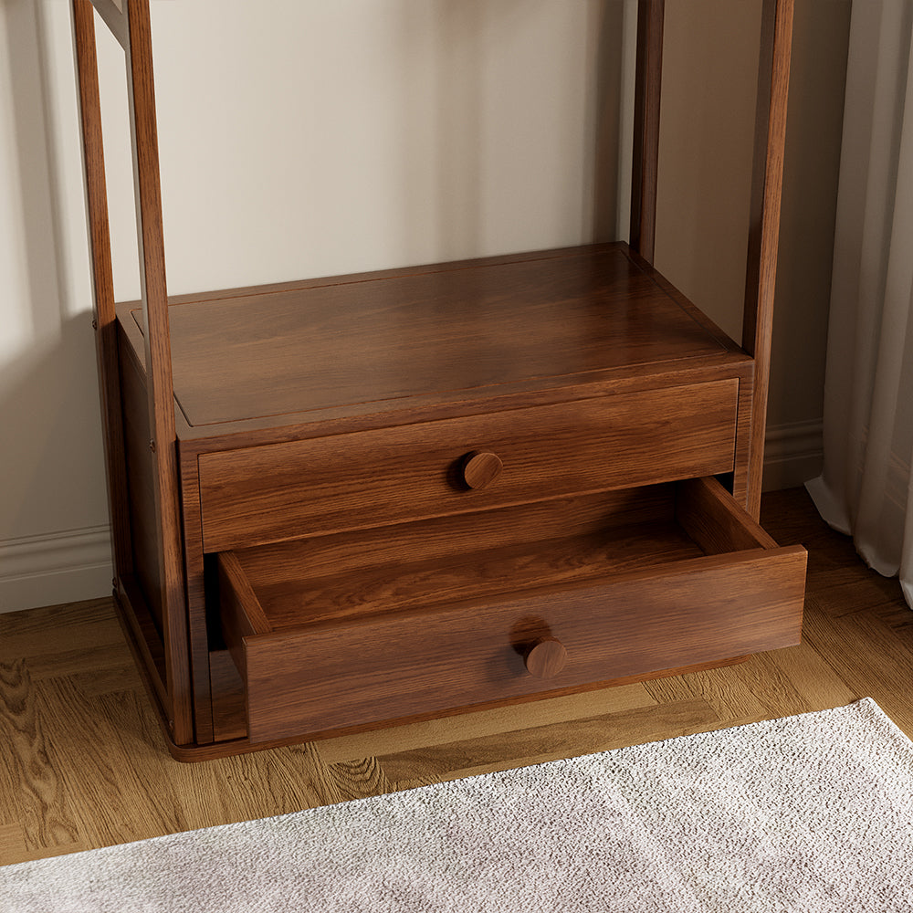 Coat Rack with Storage Drawers Modern Design Functional Stylish with Easy Mobility