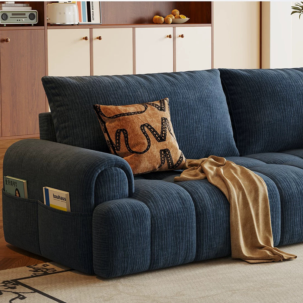 Modern Corduroy Convertible Sofa Bed Pull Out Sleeper Couch with Side Storage Pockets
