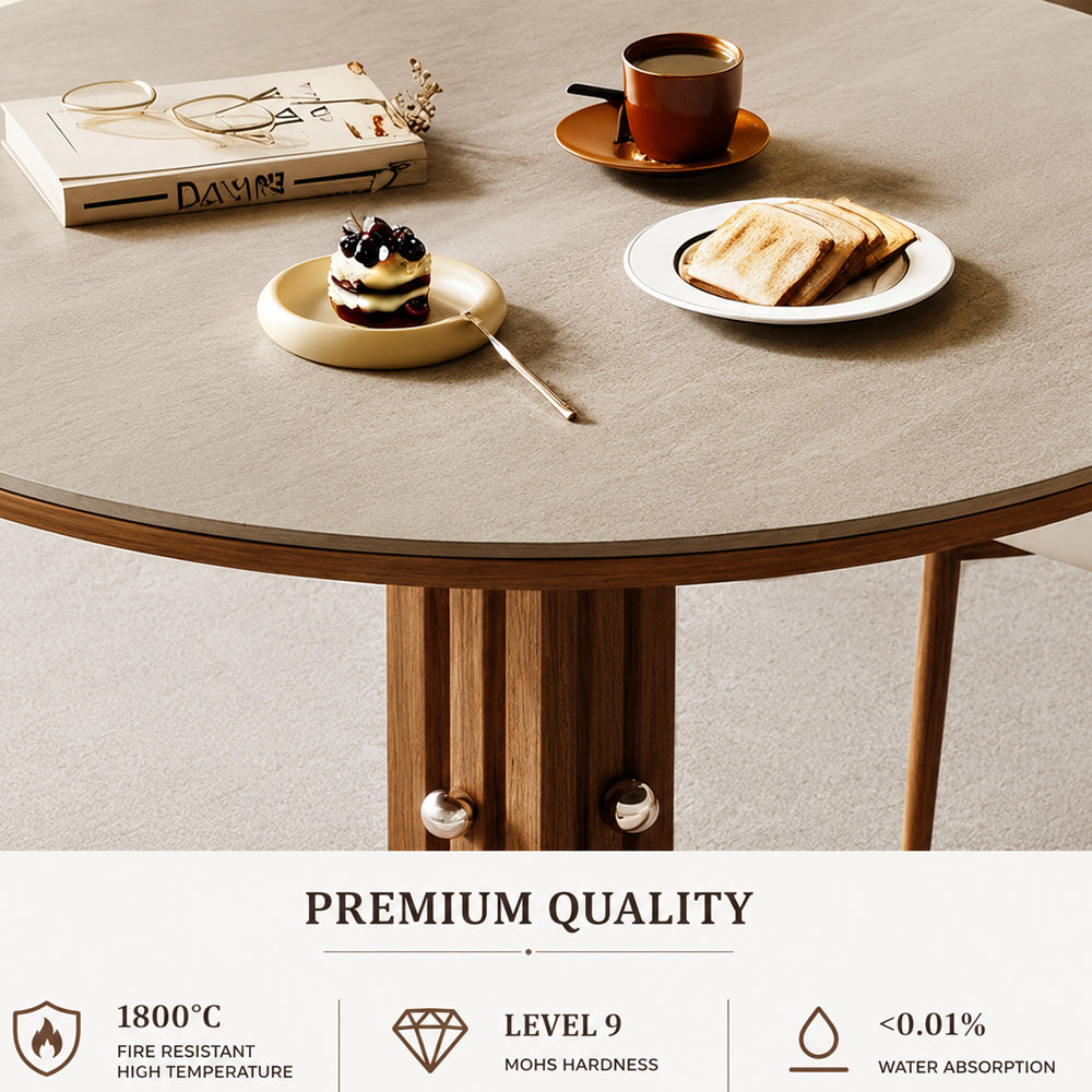 31.49" Modern Round Dining & Meeting Table with Sculptural Wood Pedestal Base