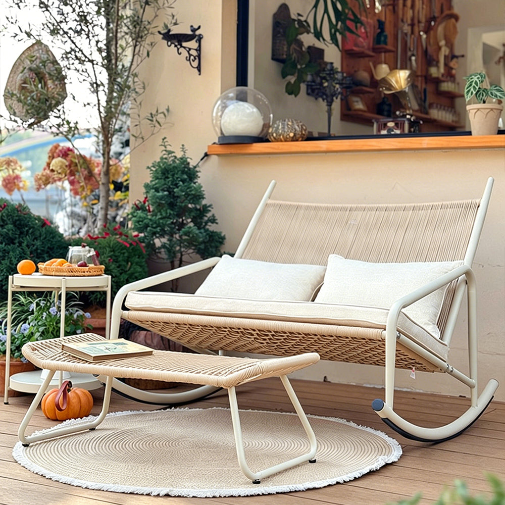 Outdoor Woven Rocking Chair with Cushions