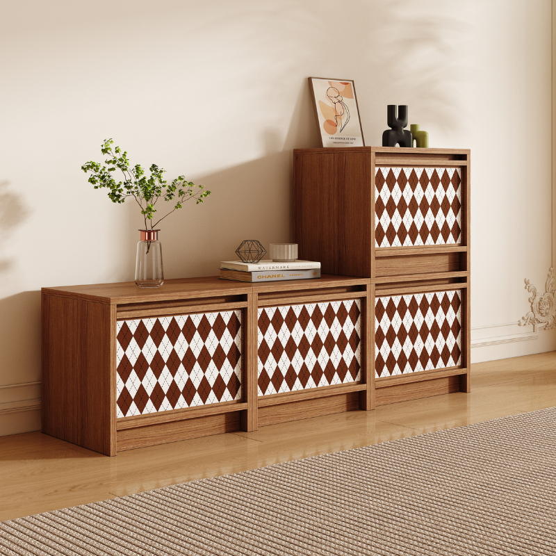 Modular Storage Unit Flip-Up Door Retro Diamond Design