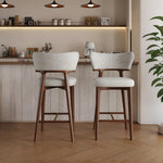 Load image into Gallery viewer, Modern Upholstered Bar Stool with Curved Backrest and Wood Frame 1 Piece
