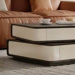 Load image into Gallery viewer, Modern Layered Coffee Table Set with Drawer Storage and Side Table Black Wood Grain Top Minimalist Design
