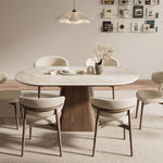 Load image into Gallery viewer, Oval Dining Table Solid Wood Walnut Veneer Base Scratch Resistant Sintered Stone Top Modern Stylish Design

