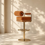 Load image into Gallery viewer, Modern Luxury Swivel Bar Stool with Cylindrical Backrest Gold Metal Frame Counter Chair 1 Piece
