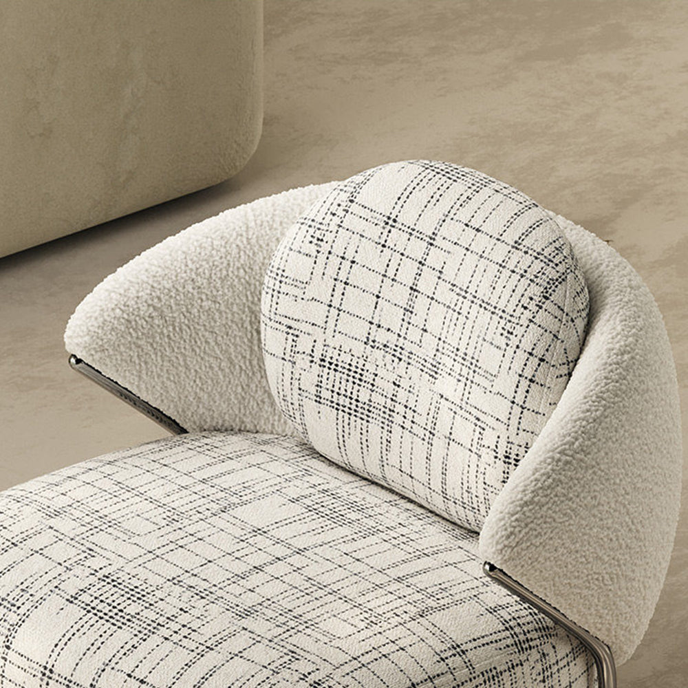 Modern Artistic Lounge Chair with Curved Back and Pattern Upholstered Accent Design