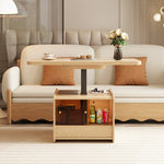 Load image into Gallery viewer, 42.9&#39;&#39; Height Adjustable Side Table with Magazine Rack Solid Wood Finish Lift-Top Function Space-Saving Design

