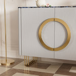 Load image into Gallery viewer, 62.4" Sleek Modern White and Gold Buffet Cabinet with Circular Accents
