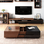 Load image into Gallery viewer, 78.7'' Modern Walnut &amp; Black Extendable TV Console Adjustable Media Stand with Large Storage Capacity
