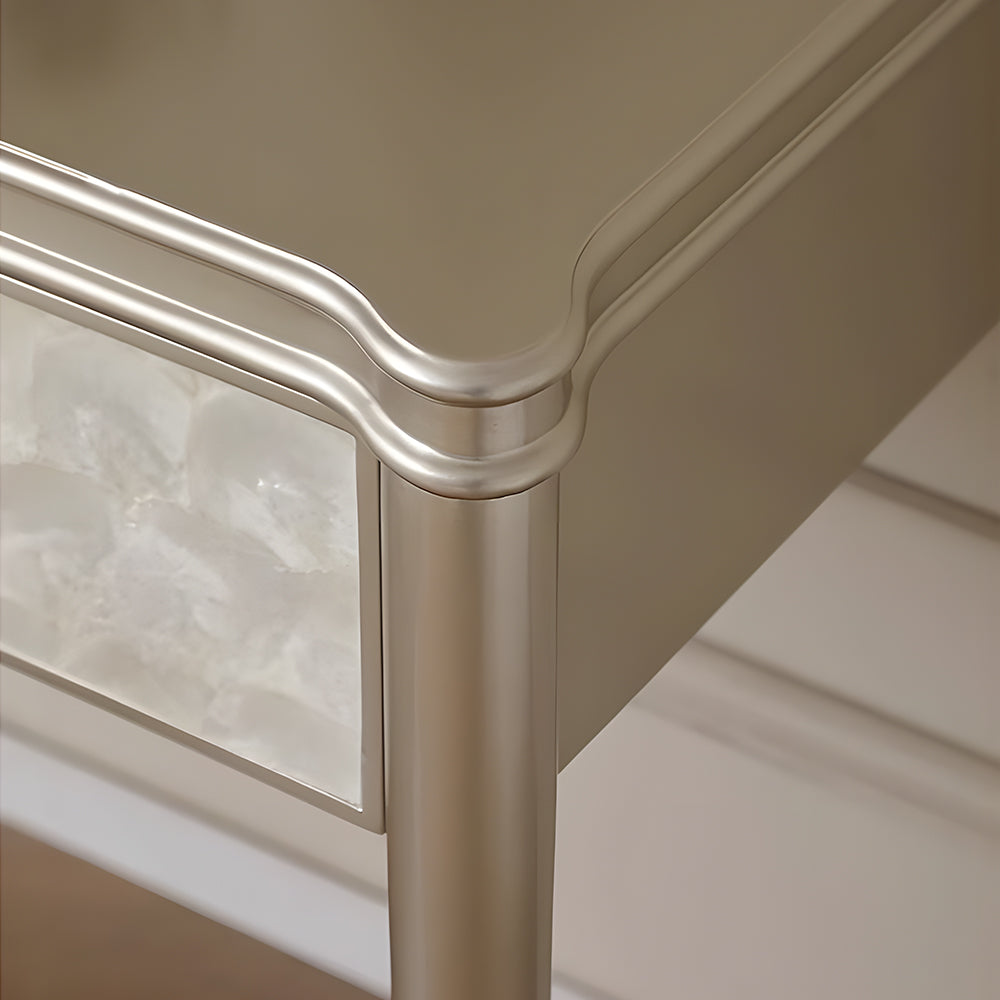 45.6'' Modern Luxury Vanity Desk Shell Inlay Finish Makeup Table with Mirror and Drawers