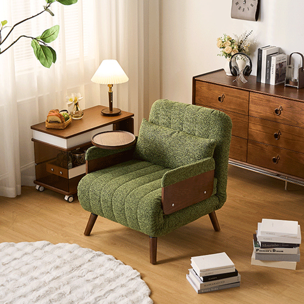 Modern Convertible Accent Chair Sofa Bed with Wood Armrests Lounge Sleeper