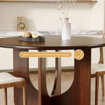 Load image into Gallery viewer, 46.8&#39;&#39; Walnut Finish Round Dining Table with Curved Base Modern Minimalist Style
