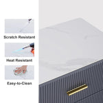 Load image into Gallery viewer, Modern Sideboard Cabinet Marble Top Glass Doors Gold Frame Storage with Drawers
