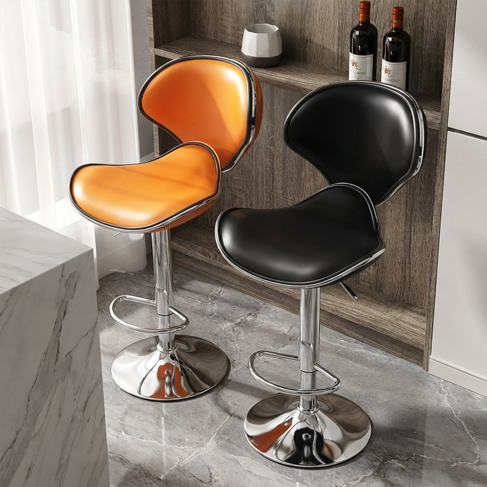 Modern Adjustable Swivel Bar Stool Upholstered Faux Leather Seat Height Adjustable 1 Piece