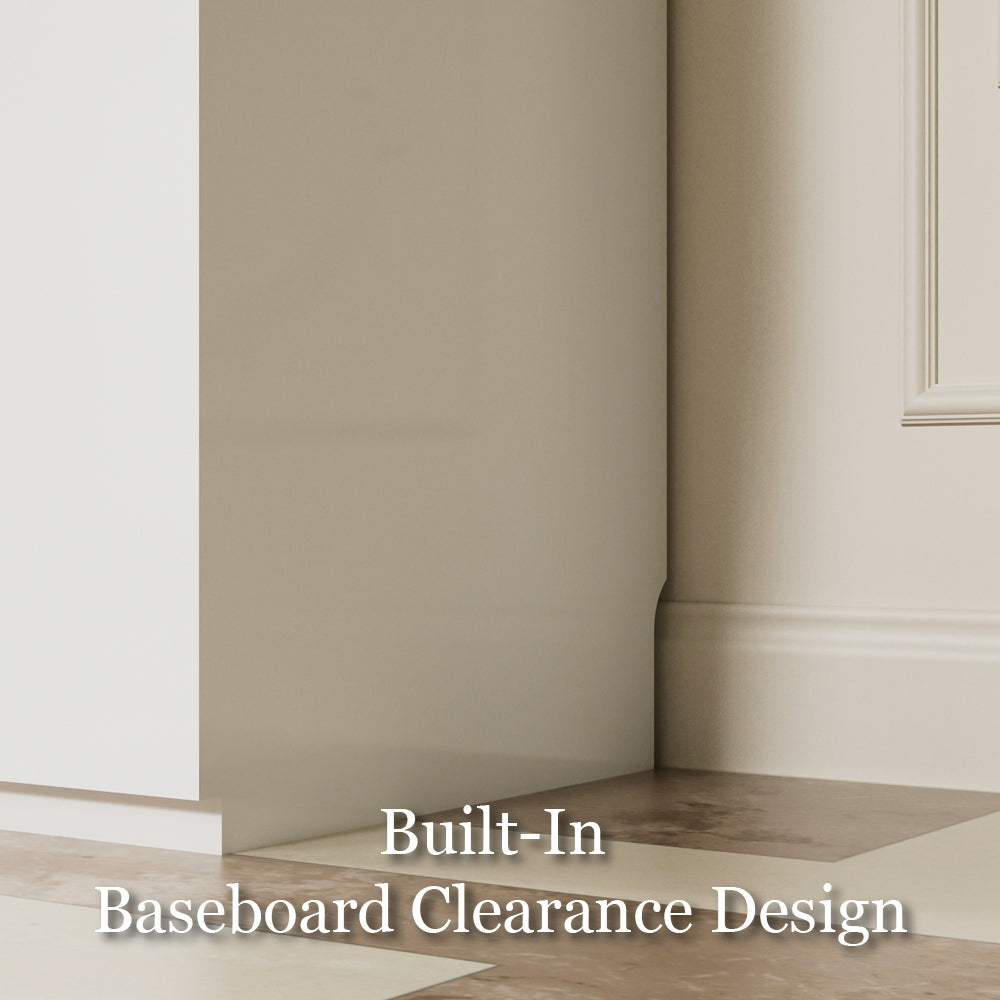 Modern Luxury Six-Door Closet Wardrobe in Champagne Gold and White with Glass Accents & Spacious Storage