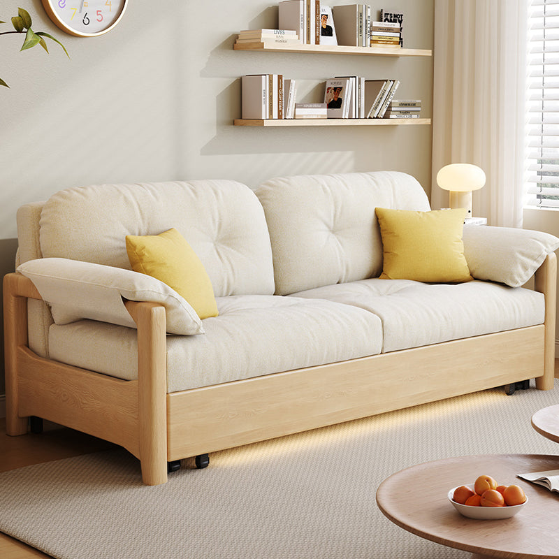 Sofa Bed with Storage Space Convertible Design Solid Wood Sponge Fabric