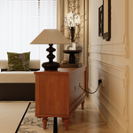Load image into Gallery viewer, 70&#39;&#39; Solid Wood TV Stand Cabinet Arched Glass Doors Multi Drawer Design Warm Cherry Finish
