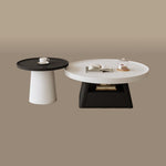 Load image into Gallery viewer, Elegant Dual-Tone Round Living Room Set TV Console &amp; Coffee Table Pair
