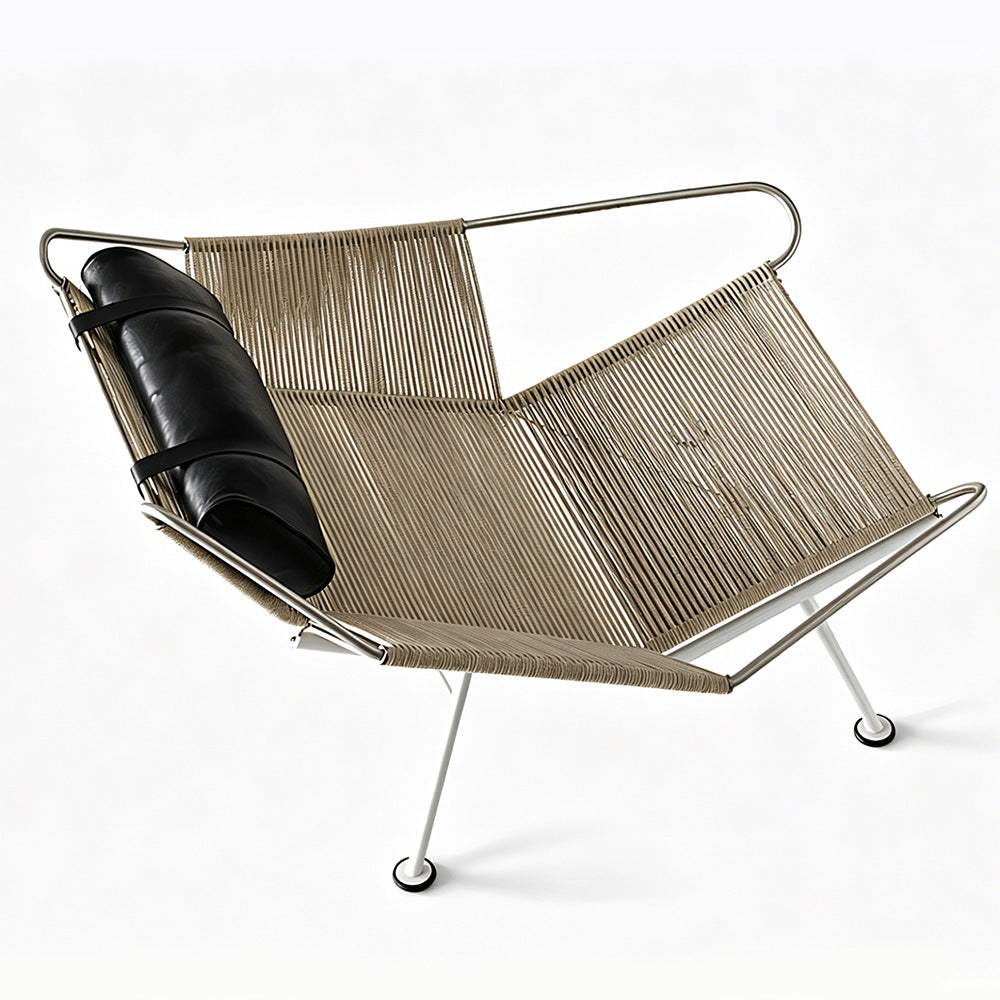 Modern Lounge Chair with Wool Throw and Leather Head Pillow