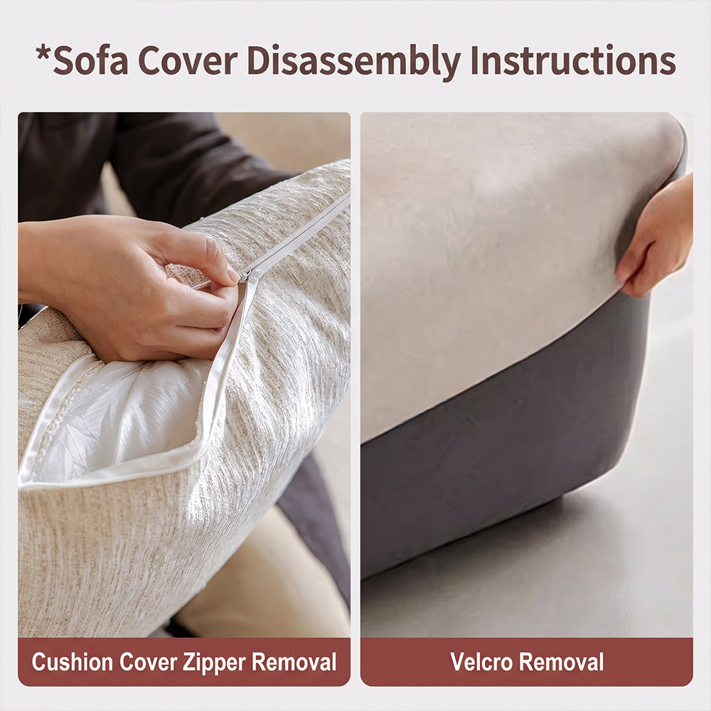 Modern Modular Cloud Sofa with Removable Washable Covers Cream Textured Upholstery Deep Seat Lounge Couch