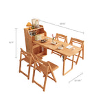 Load image into Gallery viewer, 69&#39;&#39; Rattan Dining Cabinet Table Set Foldable Storage Multi-Chair Design Solid Wood Finish
