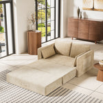 Load image into Gallery viewer, 65.52&quot; Compressed Sofa Convertible Sofa Bed Wrinkle-resistant Linen Lightweight Loveseat Wooden Armrest
