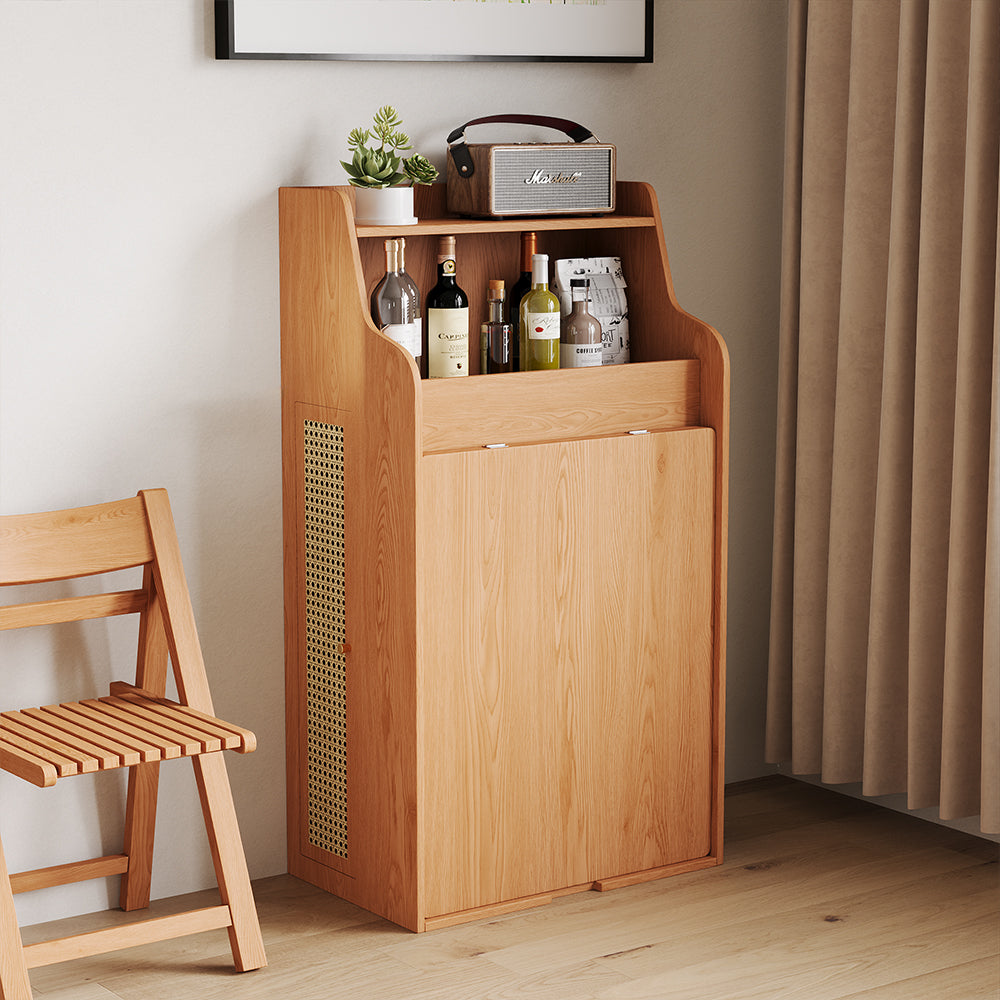 69'' Rattan Dining Cabinet Table Set Foldable Storage Multi-Chair Design Solid Wood Finish