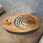 Load image into Gallery viewer, Modern Artistic Coffee Table with 3D Vortex Design and Tempered Glass Top
