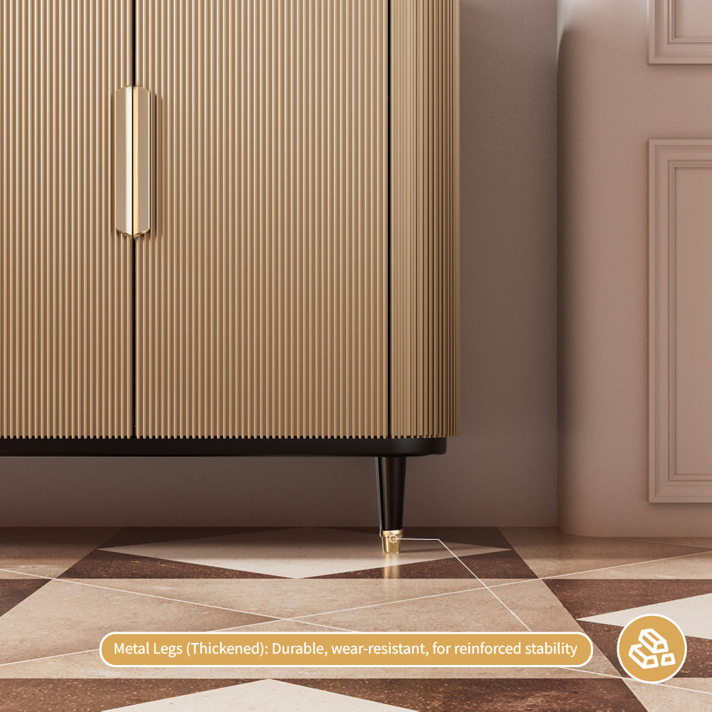 62.4'' Modern Luxury Elegant Gray and Gold Sideboard with Shelves