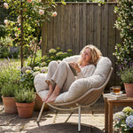 Load image into Gallery viewer, Outdoor Papasan Lounge Chair with Plush Cushion and Rope Weave Frame
