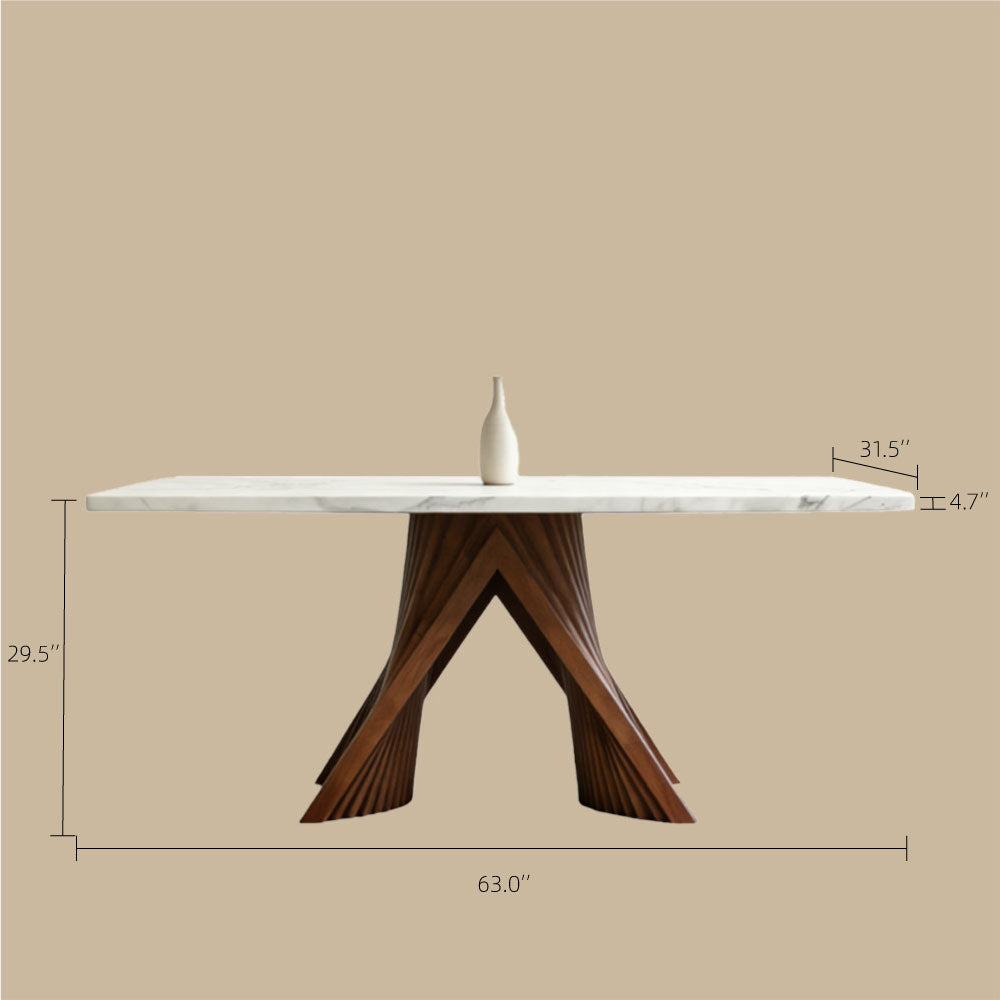 Luxury Sintered Stone Dining Table with Artistic Walnut Wood