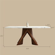 Luxury Sintered Stone Dining Table with Artistic Walnut Wood