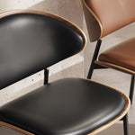 Load image into Gallery viewer, 2PCS Mid Century Dining Chair Curved Back Leather Seat Wood Edge Metal Legs
