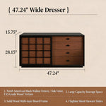 Load image into Gallery viewer, Modern Japandi Vanity Desk with Storage Cabinet Walnut Finish Makeup Table with Drawers Black Frame with Stool
