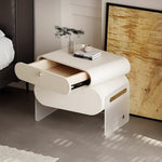 Load image into Gallery viewer, Elegant White Rotating Nightstand with Dual Drawers
