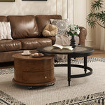Load image into Gallery viewer, 33.1&quot; Nesting Coffee Table Set with Lift Top Water Ripple Glass Walnut Vintage Style
