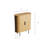 Load image into Gallery viewer, 31.2&quot; Storage Cabinet Curved Fluted Doors with Open Shelves and Metal Legs
