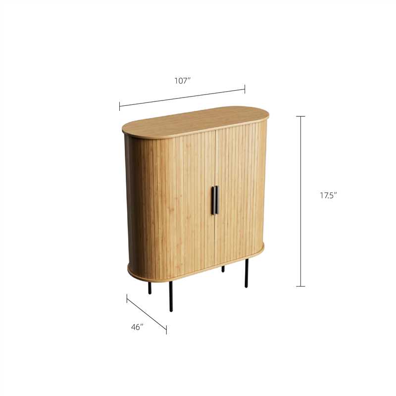 31.2" Storage Cabinet Curved Fluted Doors with Open Shelves and Metal Legs