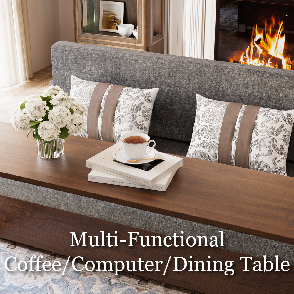 Close visual focus on the sofa bed seat cushion and fold lines