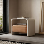 Load image into Gallery viewer, Sleek Modern Nightstand with Curved Edges Wooden Storage Drawer
