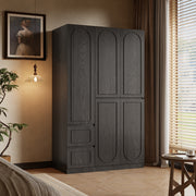Modern Black Three-Door Wardrobe with Drawers Eco-Friendly Design & Elegant Storage