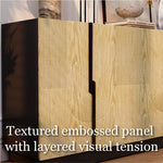 Load image into Gallery viewer, 55.1'' Modern Fluted Wood Sideboard Cabinet with Sculptural Geometric Doors Black Base &amp; Ample Storage for Dining &amp; Living Room
