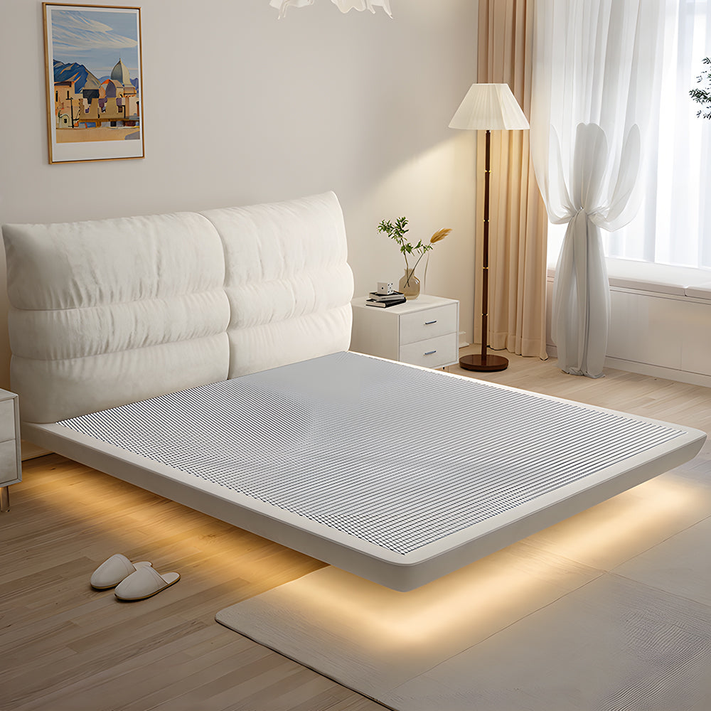 Modern Minimalist Bed with Elegant LED Lighting and Plush Upholstered Headboard for a Luxurious Bedroom Retreat