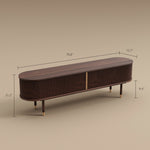 Load image into Gallery viewer, 70.8" Modern Solid Wood TV Stand with Fluted Doors Minimalist Media Console with Rounded Corners &amp; Gold Accents
