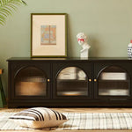 Load image into Gallery viewer, Modern Low-Profile TV Cabinet with Arched Glass Doors Freestanding Storage Console
