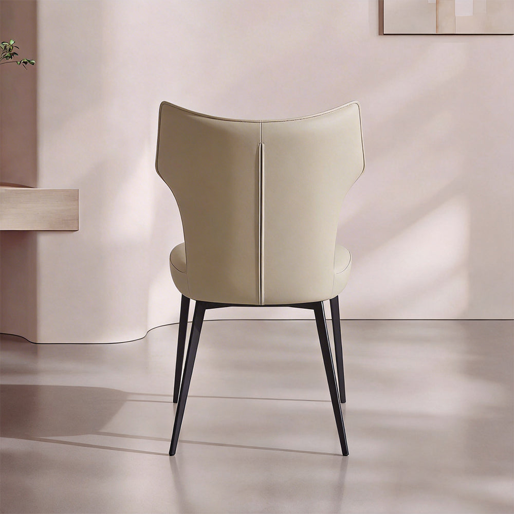 Modern Faux Leather Dining Chair with Sculpted High Back Black Metal Legs 1 Piece